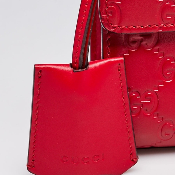 AUTHENTIC - Gucci Red Signature Padlock Shoulder Bag - Picture 5 of 10